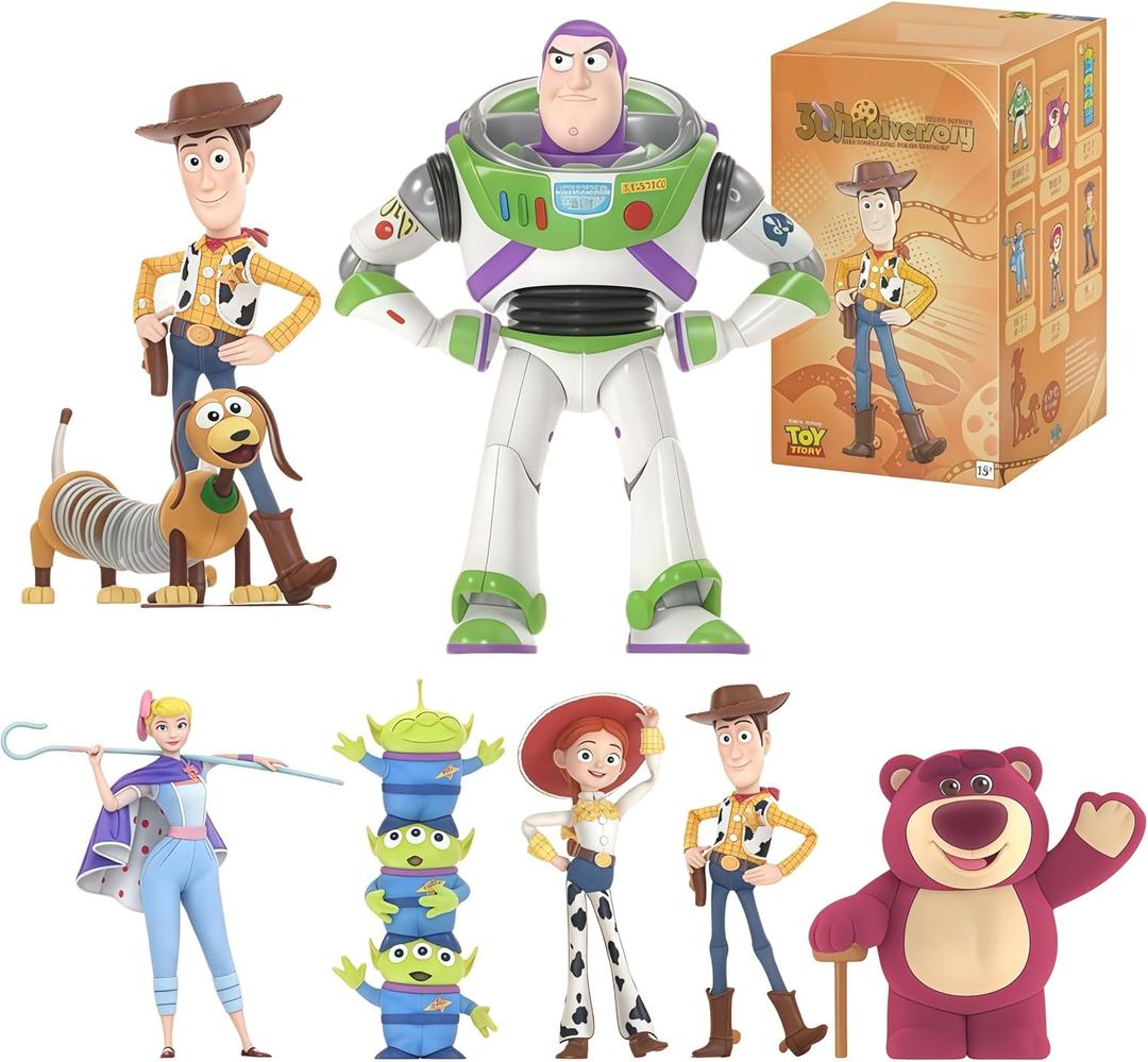 MINISO Disney Toy Story 30th Anniversary Collectible Blind Box Figures, Premium Soft PVC Dolls, Woody & Buzz Lightyear Characters, Birthday Gift for Collectors 1PC Random