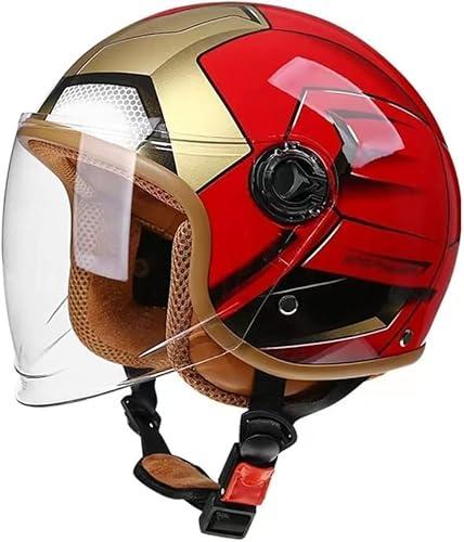 Youth & Kids Gift Retro Electric Motorcycle 3/4 Half Helmet,Toddler Cute 3/4 Open Face Motorcycle Half Helmet,DOT Approved,Boys Girls Go-Kart Dirt-Bike Street Scooter Vespa ATV Helmet(Red)