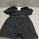 Neer Women's 2 Piece Skort Sets 95% Cotton Cropped Short Skirt Sets Round Neck Loose T Shirts Athletic Summer Casual Outfits (Black, S)