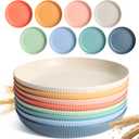8 PACK 9 Inches Lightweight Wheat Straw Plates, Wheat Straw Fiber Lightweight Unbreakable Dinner Plates, Microwave and Dishwasher Safe, Plates Easy to Clean & Reusable