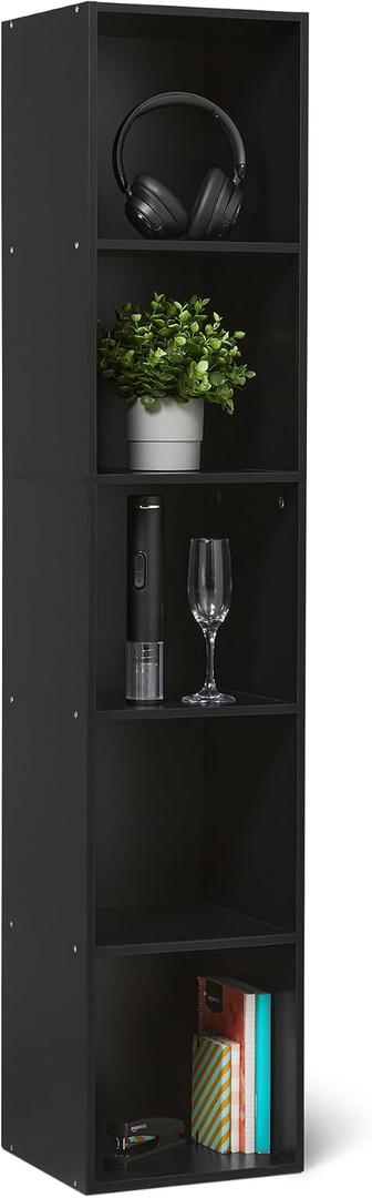 Amazon Basics 5-Cube Bookcase Compatible with Fabric Storage Cube Organizers, Black