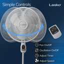 Lasko Oscillating Adjustable Pedestal Stand Fan with Timer and Remote for Indoor, Bedroom, Living Room, Home Office & College Dorm Use, 16 Inch, White, 1646, 47 In. Tall