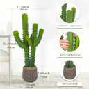Artificial Cactus Plants, 3ft Tall UV-Resistant Fake Desert Cacti Plant in Brown Pot, Faux Floor Plants for Home Office Hotel Patio Balcony or Garden Indoor Outdoor Decor