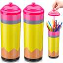 Sherr 2 Pcs Pencil Dispensers for Classroom with Lid Back to School Gift for Kids Students Teacher Must Haves Plastic Straw Dispenser Holder for Pencils Pens Stationery Storage Organization for Office