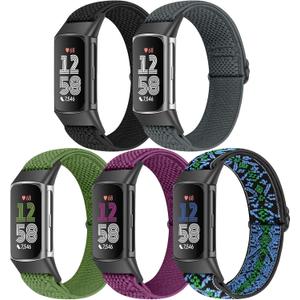 5 Pack Elastic Nylon Watch Bands Compatible for Fitbit Charge 6/Fitbit Charge 5, Adjustable Breathable Replacement Stretchy Nylon Loop Wristband Sport Strap for Women Men (Black+Indigo+Navy Green+Purple+Boho Blue) 5 Pack Elastic Nylon Watch Bands Compatible for Fitbit Charge 6/Fitbit Charge 5, Adjustable Breathable Replacement Stretchy Nylon Loop Wristband Sport Strap for Women Men (Black+Indigo+Navy Green+Purple+Boho Blue)