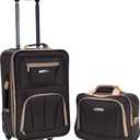Rockland Fashion Softside Upright Luggage Set, 'Expandable, Lightweight, Telescopic Handle, Wheel, Brown, 2-Piece (14/ 19)