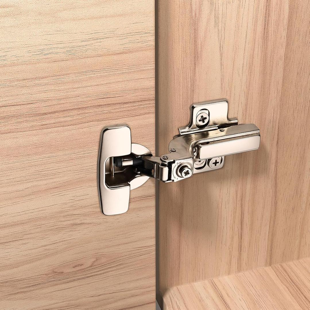 Furniware 4 Pack Frameless Inset Soft Close Cabinet Hinges, Speed Control 4D Adjustment Self Close European Hinges, Stainless Steel Kitchen Cabinets Hinges Clip-On, 45~110 Open Angle