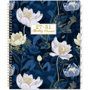 2027-2031 Monthly Planner - 5 Year Planner/Calendar from JAN. 2027 - DEC. 2031, 9" x 11", Monthly Tabs, Back Pocket, Twin-Wire Binding, Transparent Waterproof PP Cover