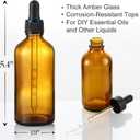4 oz Dark Amber Glass Dropper Bottles with Measured Dropper, 4 Pack- 120ml Thick Tincture Bottle with Measurement Eye Droppers, Leakproof Essential Oils Bottle for Health, Personal Care & Beauty