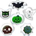 2 x Halloween Cookie Cutters, 6Pcs Cookie Cutters Holiday Shapes Molds Pumpkin, Ghost, Spider Web, Bat, Cat Head, Skull Cookie Cutters with Decorating Instructions (Silver)