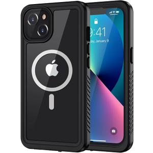 Lanhiem for iPhone 13 Magnetic Case, Waterproof Dustproof Shockproof Case with Built-in Screen Protector Compatible with Magsafe, Full Body Protective Cover for iPhone 13 6.1 inch -Black