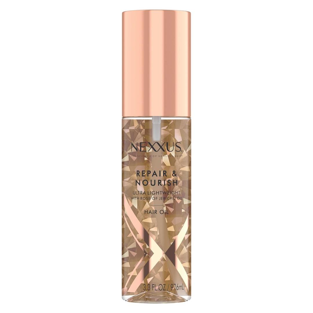 Nexxus Ultra Lightweight Hair Oil Repair & Nourish for Intense Nourishment with StyleProtect Technology & Rose of Jericho Oil 3.3 oz