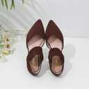 RIBONGZ Kitten Heels for Women Closed Toe Comfortable Low Heels Pointed Toe Sexy Slip on Pumps Bridal Party Dressy Shoes (Brown, Size: 6)
