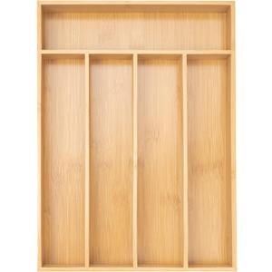 Silverware Organizer Kitchen Drawer Organizer Utensil Organizer Bamboo Silverware Holder Cutlery Organizer in Drawer Flatware Organizer Tray (5 slots, Natural