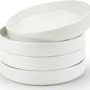 famiware Nebula Pasta Bowls for 4, 8.75 inch Salad Bowl Sets, Large Wide Bowls for Serving Dinner, White