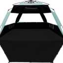 WhiteFang Deluxe Pop Up Beach Tent Sun Shade Shelter for 3-4/5-6 Person, UV Protection, Extendable Floor with 3 Ventilating Windows Plus Carrying Bag, Stakes, and Guy Lines (Blackout Shelter-Mint Green)