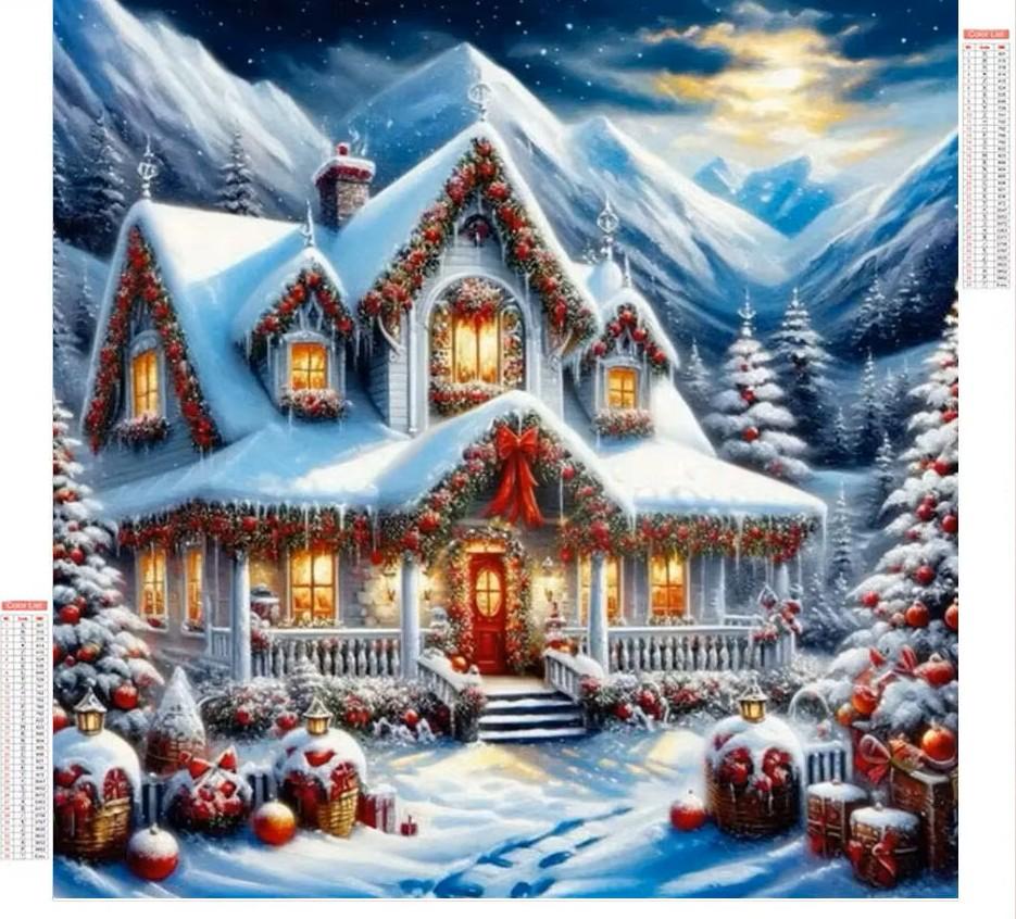 CZYWJMEI Christmas 5D Diamond Painting Kits for Adults Beginners,DIY Winter House Diamond Art Kits,Full Round Drill Diamond Dot Gem Art Kits,Home Wall Decor 13.7x13.7nch