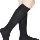 YMYDYFC Girls Knee High Socks Kids Toddler School Uniform Dress Sock Black_3pack Large（9-11Years）