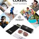 FEISEDY Vintage Polarized Aviator Sunglasses Men Women Classic American Gradient Lens UV400 Protection B0273 (Gold Framed and Gradient Brown Lens)