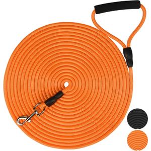 SZEE Floating Long Dog Leash, 30ft Dog Training Leash for Walking, Playing, Hunting and Swimming, for Medium & Small Pooch, Dual-Purposes (for Both Floating and Regular Training) - Orange SZEE Floating Long Dog Leash, 30ft Dog Training Leash for Walking, Playing, Hunting and Swimming, for Medium & Small Pooch, Dual-Purposes (for Both Floating and Regular Training) - Orange