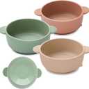 3 Pack Baby Bowls, Suction Bowls for Baby and Toddlers, BPA Free Food Grade Silicone Bowl Feeding Supplies, Dishwasher and Microwave Safe, Multicolor (Pink)