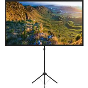Projector Screen with Stand, 100 Inch Outdoor Projection Screen 16:9 and Tripod Stand, Portable Projector Screen, 1.2 Gain, Lightweight and Compact, Easy Setup, Idea for Home Cinema, Backyard Party.