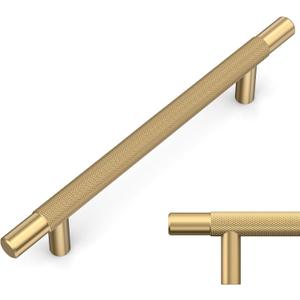 Amerdeco 10 Pack Champagne Bronze Knurled Cabinet Pulls 5 Inch Hole Centers Kitchen Cabinet Handles Hardware Kitchen Handles for Cabinets Handles IH0006