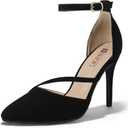 IDIFU IN4 Women's Pumps Closed Toe Heels Stiletto High Heels Dress Shoes for Women Wedding Prom Dressy Party Bridal Shoes Trendy Strappy Pointed Toe Ankle Strap Heels Pumps (Black), Size US 8.5