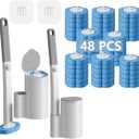 Ucaimao Disposable Toilet Brush and Holder Set,Extended Handle with 48 Cleaner Refills Toilet Brush for Toilet Bowl Cleaners,Bathroom Cleaning, Bathtub - Blue (Ocean Fresh Scent)