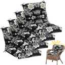 Marsui 4 Pcs Outdoor Indoor High Back Chair Cushions Patio Furniture Tufted Pillow with Ties Water-Resistant Replacement Outdoor Rocking Chair Cushions, 42 x 21 Inches (Black,Flower)