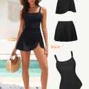 Blooming Jelly Womens Tummy Control One Piece Swimsuit Modest Swim Suits 2026 Dress Full Coverage Bathing Suit L, Black