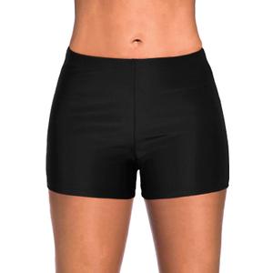 Yonique Women's Swim Shorts Solid Tankini Bottoms Swimsuit Bottoms (Medium, 03 Black)