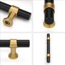 Haliwu 10 Pack Black Cabinet Pulls Black&Gold Cabinet Handles, Barrel Gold Dresser Drawer Pulls for Kitchen Hardware,3 inch (Hole Center Spacing76mm (3 inch))