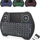 EASYTONE Backlit Mini Wireless Keyboard with Touchpad Mouse Combo Remote Control with Rechargeable Li-ion Battery and Multimedia Keys for Android TV Box HTPC PS3 Smart TV PC X-Box Linux Windows MacOS