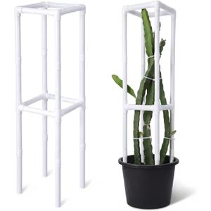 AceOrbit Dragon Fruit Trellis Square 12 x 55 Inch, Schedule 40 PVC Plant Support for Climbing Vines, Tomatoes, Cucumbers, Beans, Vertical Garden Trellis, Requires Assembly