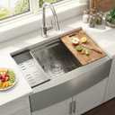 KINGO HOME 33 Inch 18 Gauge Handmade Stainless Steel Single Bowl Farmhouse Sink, Modern Farm Sink 33 Inch Apron Farmer Sinks for Kitchen Rustic With Accessories, Farmhouse 33*20*10 Inches