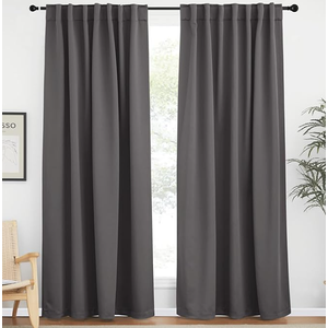  Curtain Panels Window Draperies - (Grey Color) 62x62 inch, 2 Pieces, Privacy Blackout Cloth Fabric, Living Bedroom Room Divider/Sliding Patio Decor Window Curtains  