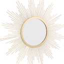 Stonebriar Round 23" Antique Gold Metal Starburst Hanging Wall Mirror with Attached Mounting Bracket, Decorative Decor for the Living Room, Bedroom, Bathroom, Hallway, and Entryway