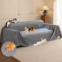 Loiion Cat Scratch Furniture Protector - Ultra Soft, Waterproof Sofa Cover to Keep Cats Off, Pet-Friendly Couch Protectors for Love Seat, Anti-Slip Couch Cover for Pets and Kids 150"X71" Grey 