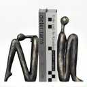 Book Ends for Shelves, Artistic Resin Sculpture Book Stoppers, Minimalist Home Office Decorative Gift for Book Lovers & Designers, Perfect for Bookshelf & Desk Organization, Set of 2