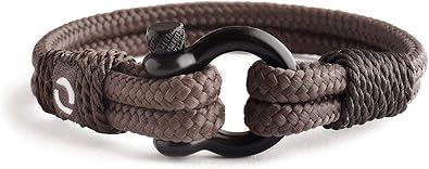 Mens Rope Bracelet - Stainless Steel Black Shackle, Extremely Durable and Scratch Resistant Waterproof Paracord, Handmade, Nautical Wristband for Men