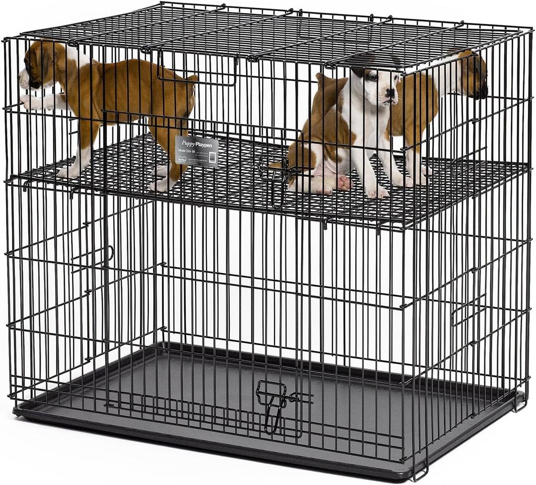 MidWest Homes for Pets Homes Puppy Playpen Crate - 224-05 Grid & Pan Included
