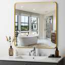 Delma Bathroom Vanity Mirror, Black Framed Bathroom Mirror for Over Sink, High-Definition Bathroom Mirror, Versatile Bathroom Vanity Mirror, Hangs Horizontally or Vertically(30x30, Gold)