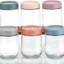 6 Pack Overnight Oats Containers with Lids 16oz Stackable Glass Meal Prep Containers with Airtight Lids Perfect for Overnight Oats, Chia Pudding, Salad Jars (Large-480ml)