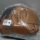 HIGOGOGO Round Stuffed Pouf Ottoman, Pu Leather Poufs with Foam Chunk Filling, Furry and Fluffy Pouf Foot Stool Storage Ottoman, 20 X 15 Floor Poufs Foot Rest for Living Room,Brown