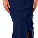 BTFBM Summer Dresses for Women 2026 Bodycon Ruched Sleeveless V Neck Solid Maxi Cocktail Wedding Guest Dress (Blue, XXL)