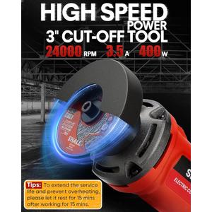 SHALL 3 Inch High-Speed Cut Off Tool, 3.5 Amp Metal Cutter Tool  , 24000RPM Electricl Metal Cutting Tools for Steel, Inox, PVC