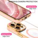 3 x BENTOBEN Magnetic for iPhone 16 Pro Max Case,Clear Electroplated Slim [Compatible with MagSafe] [Full Coverage Camera Protect] Shockproof Protective Phone Case for iPhone 16 Pro Max 6.9",Clear Pink