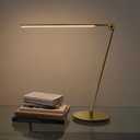 Brightech Libra LED Table Lamp - Contemporary Minimalist Thin Compact Desk Lamp - Adjustable Pivoting LED Head with Built-in Dimmer and Color Changing LED - Brass