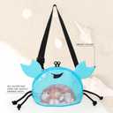 2 x AMOR PRESENT Mesh Baby Beach Bag, Shell Collecting Bag with Shovel Crab-Shaped Adjustable Strap for Holding Shell Sea Pool Sand Toy, Blue